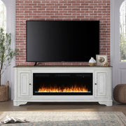 Fireplace TV Consoles - 244 82" Console With Fire FTS - White