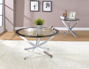 Brooke 2-Piece Round Glass Top Coffee Table Set