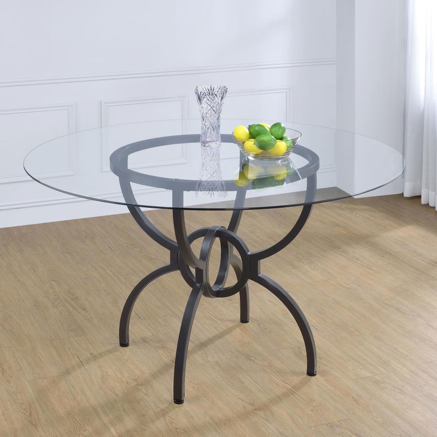 Aviano Round Glass Top Metal Dining Table