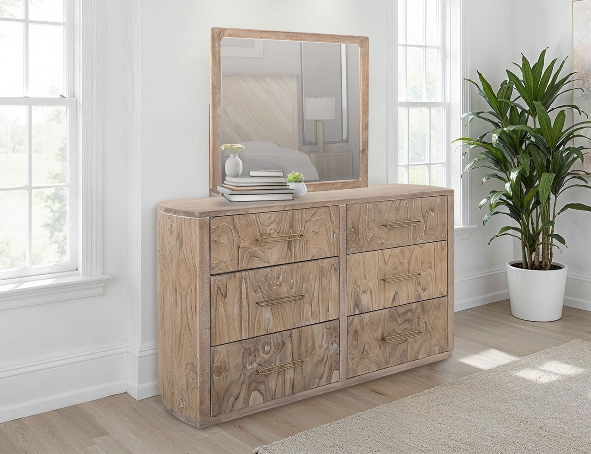 Balam 6-Drawer Dresser in Ivory White