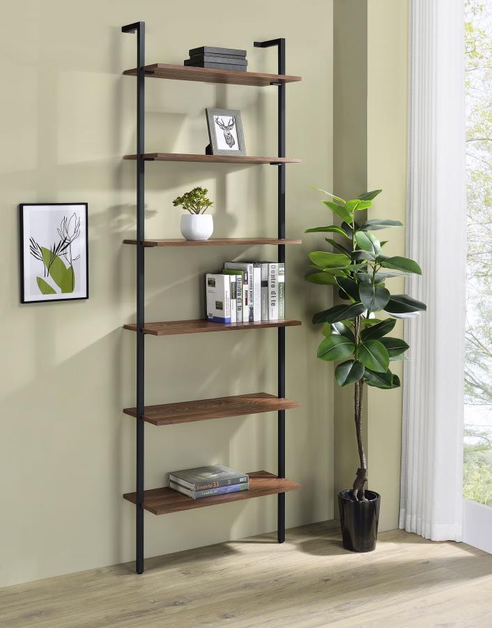 Owens 4-6 Shelf Wall Mounted Bookshelf with Walnut