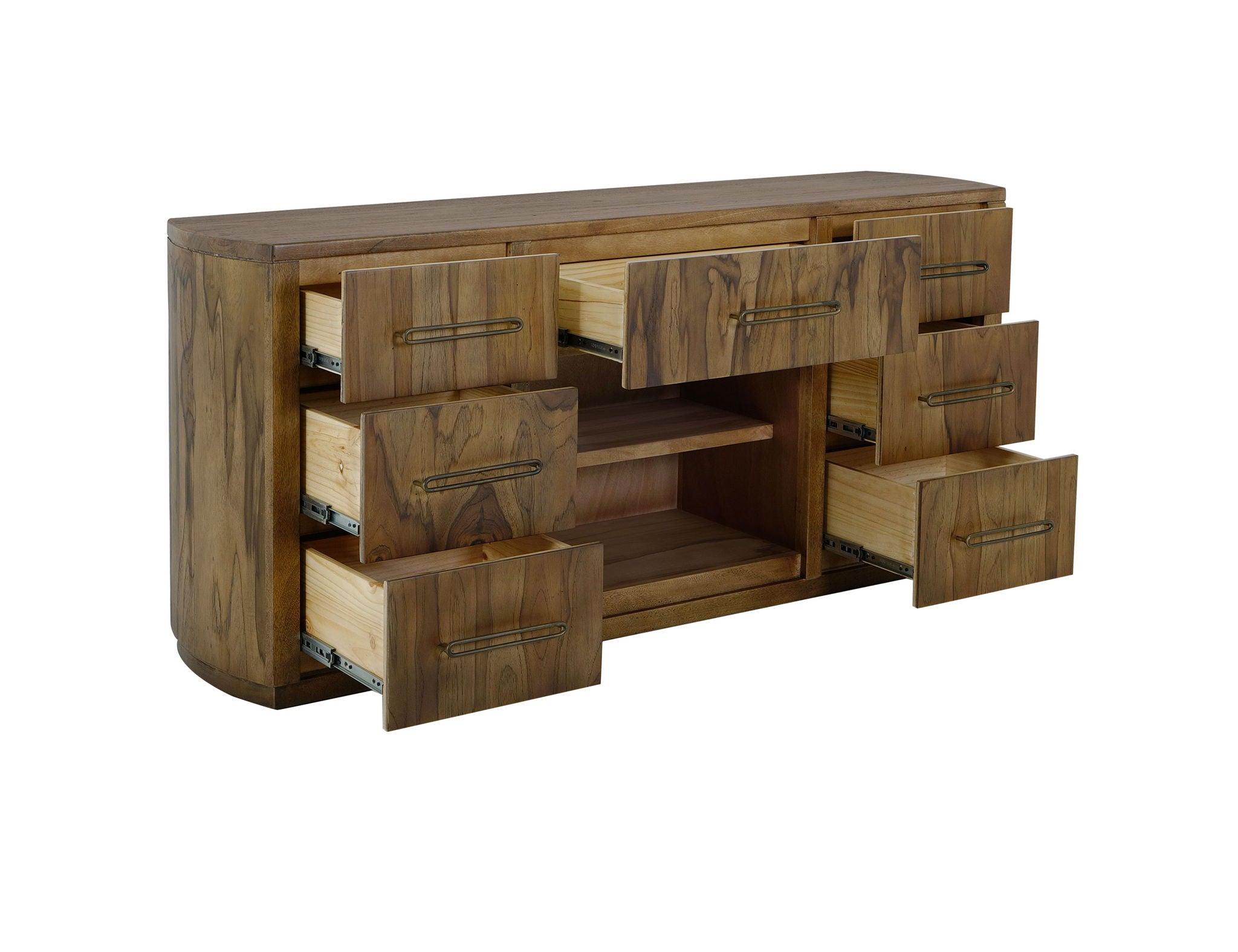 Balam 7-Drawer Console in Barrel Brown