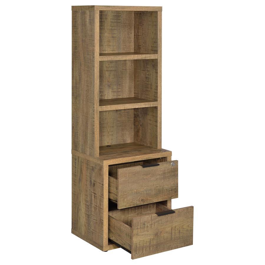 3-Shelf Bookcase with USB Charging Ports & Lockable Drawer