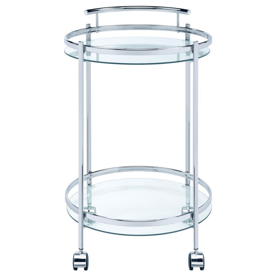 Chrissy Round Glass Shelf Metal Bar Cart