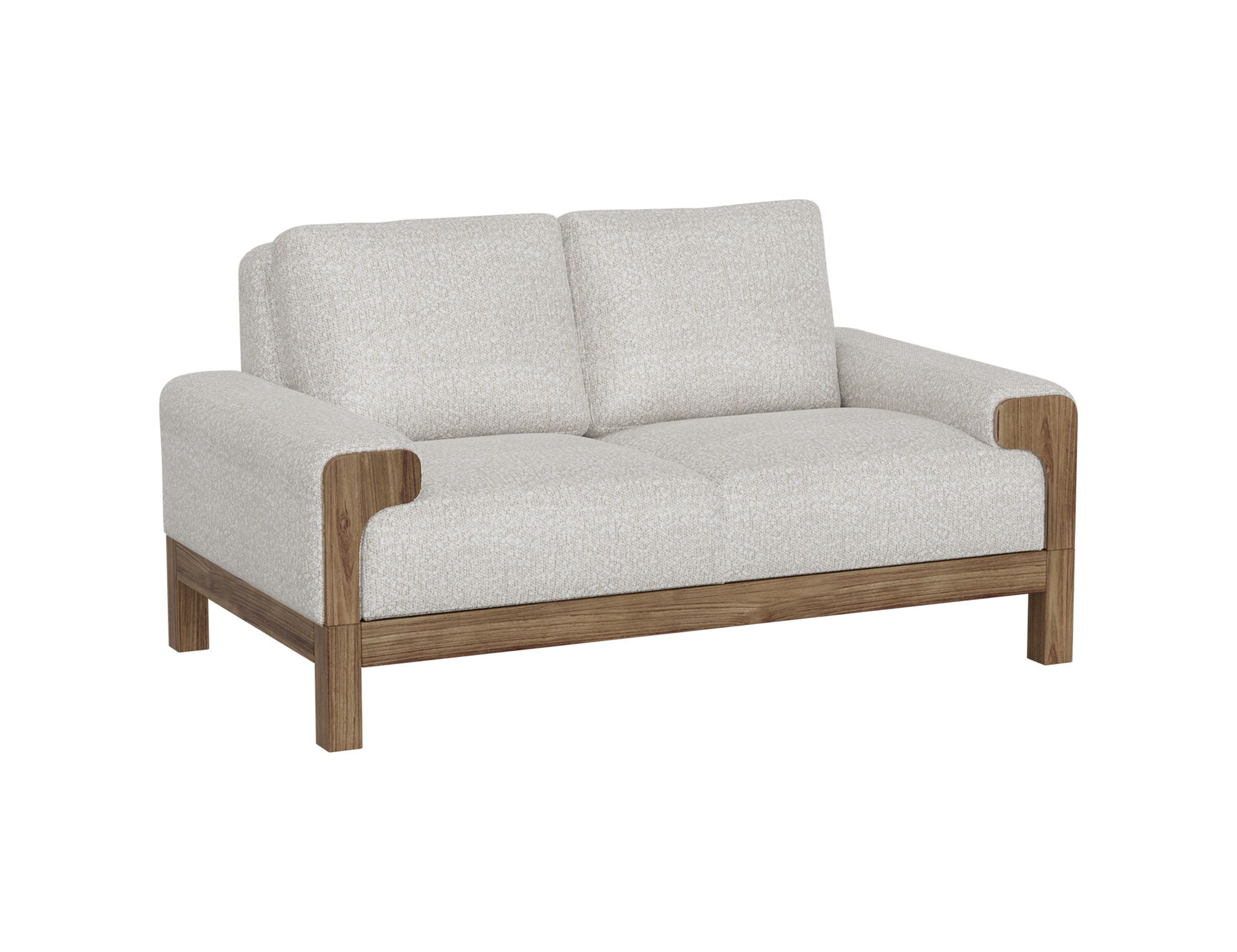 Sedona Light Cream Loveseat with Wooden Frame