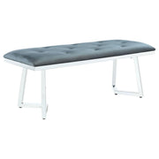 Beaufort Velvet Upholstered Dining Bench – Steel Gray