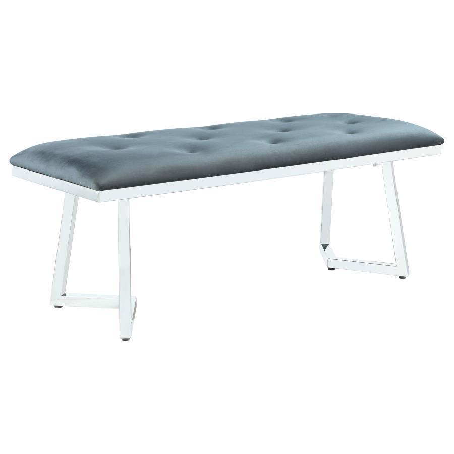 Beaufort Velvet Upholstered Dining Bench – Steel Gray