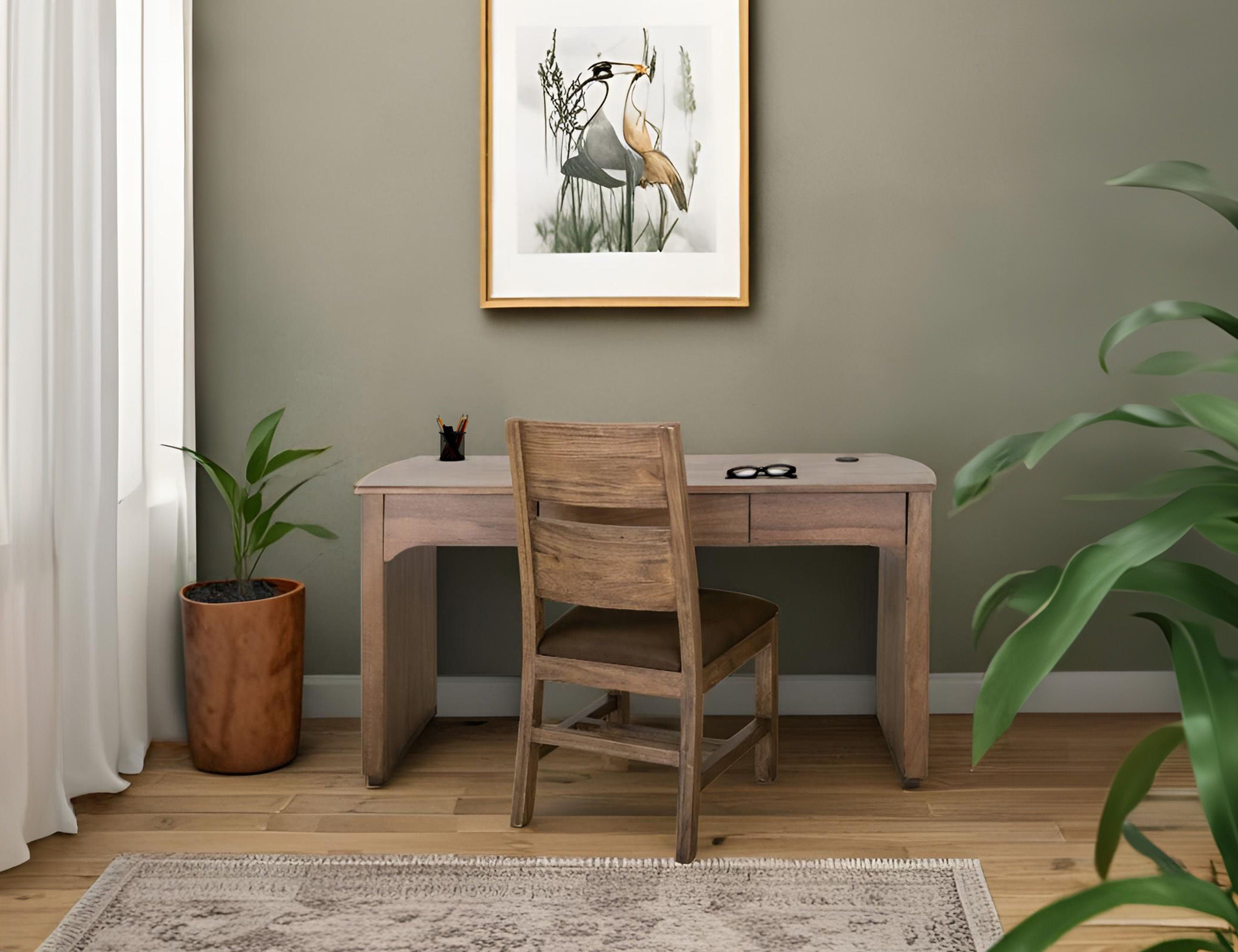 ezquite Desk – Handcrafted Mango Wood 3-Drawer Workspace