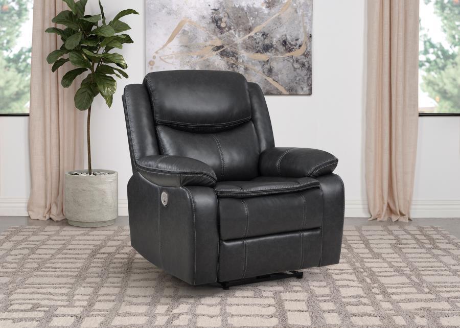 Sycamore Dark Gray Upholstered Power Recliner Chair