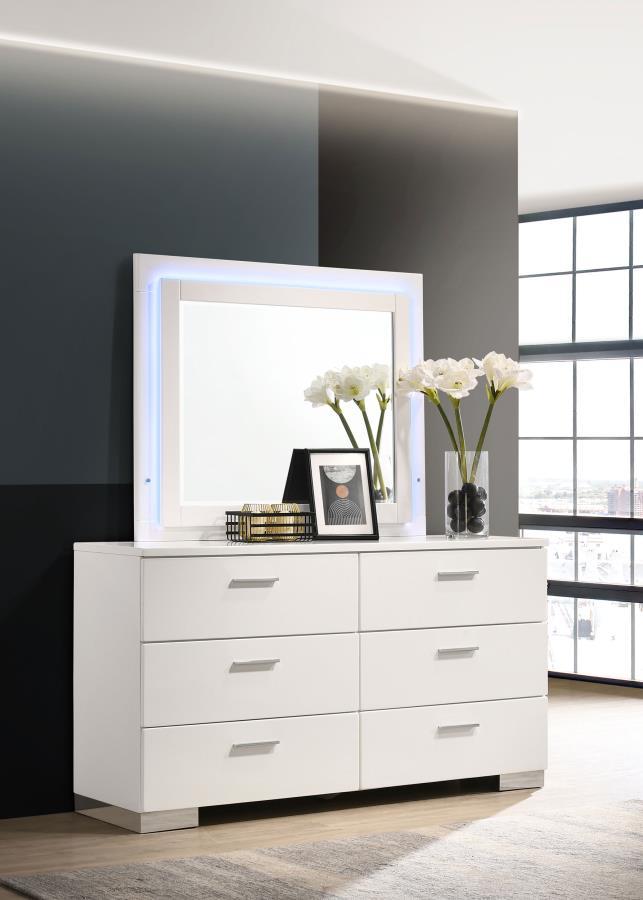 Felicity - 6-Drawer Dresser With LED Mirror