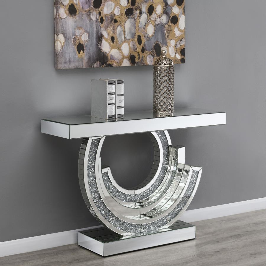 Imogen Sculptural Mirrored Entryway Console Table