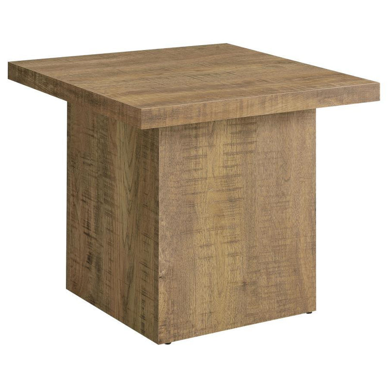 Rustic Mango Wood Square Table with Sturdy Block Base
