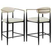 Set of 2 Green Upholstered Metal Counter Height Bar Stools
