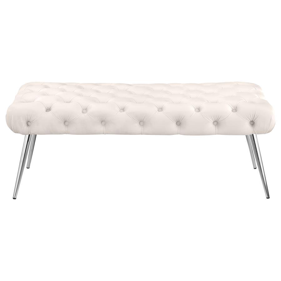 Ella Upholstered Tufted Bench with Metal Legs