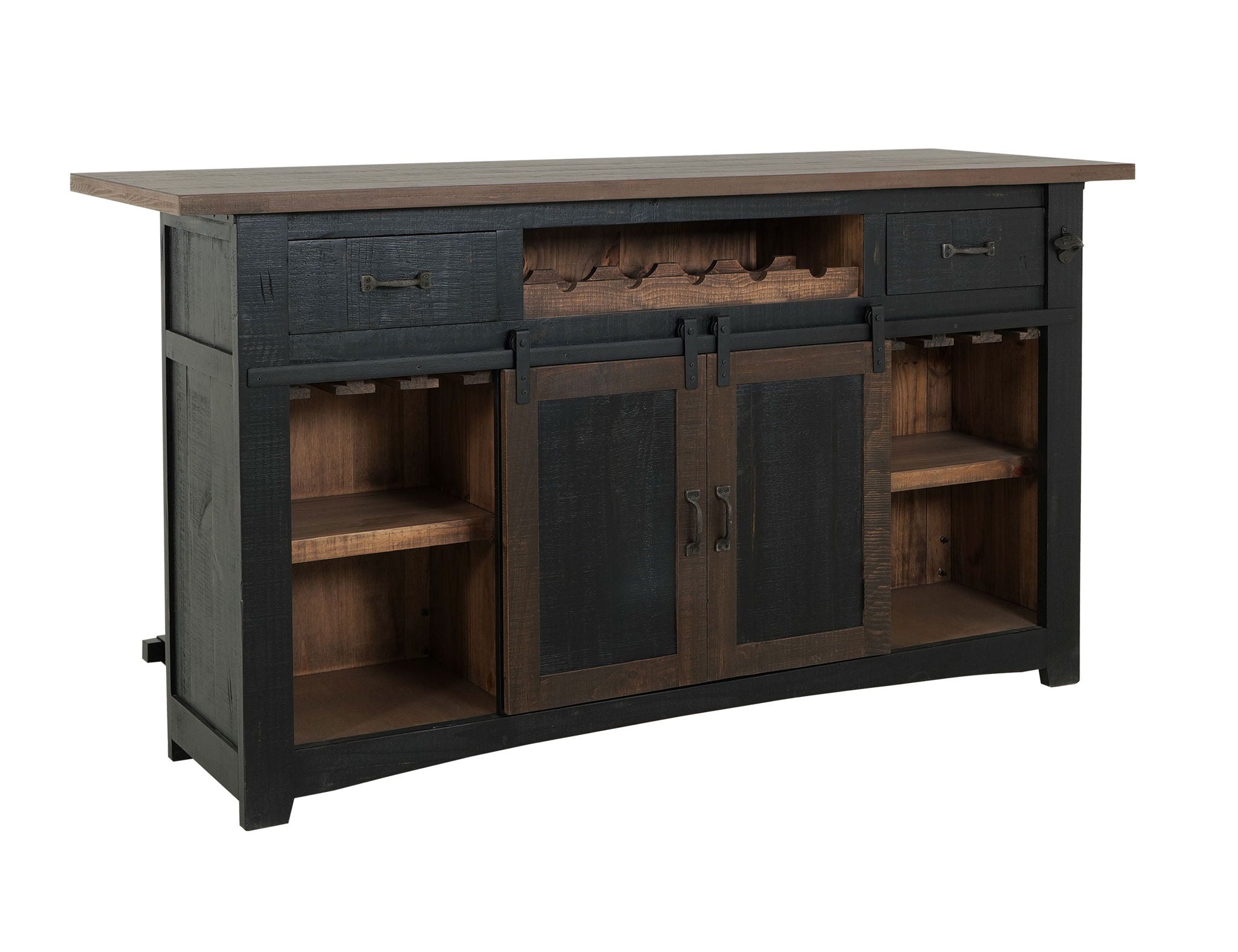 Pueblo 2-Drawer, 2-Shelf, 2-Door Solid Pine