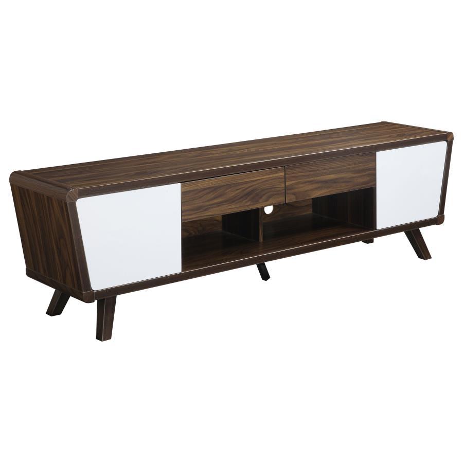 Alvin 2 Door Engineered Wood TV Stand in Dark Walnut