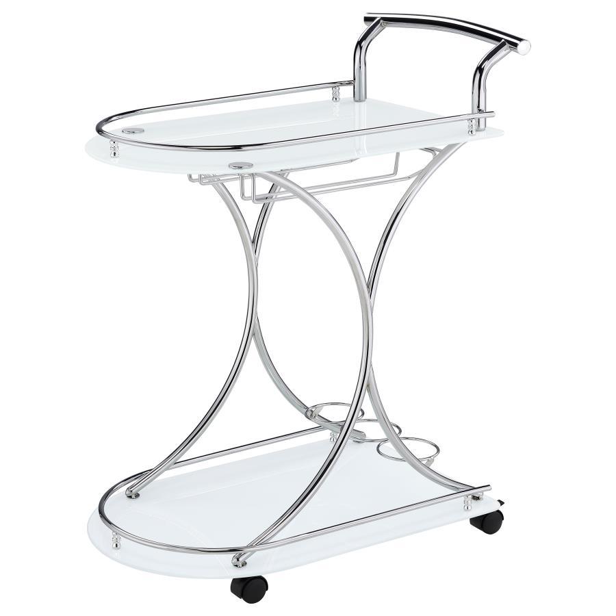 Elfman 2-Tier Glass Shelf Metal Bar Cart