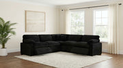 Collins Contemporary Modular Power Reclining Sectional Sofa in Black Corduroy Fabric