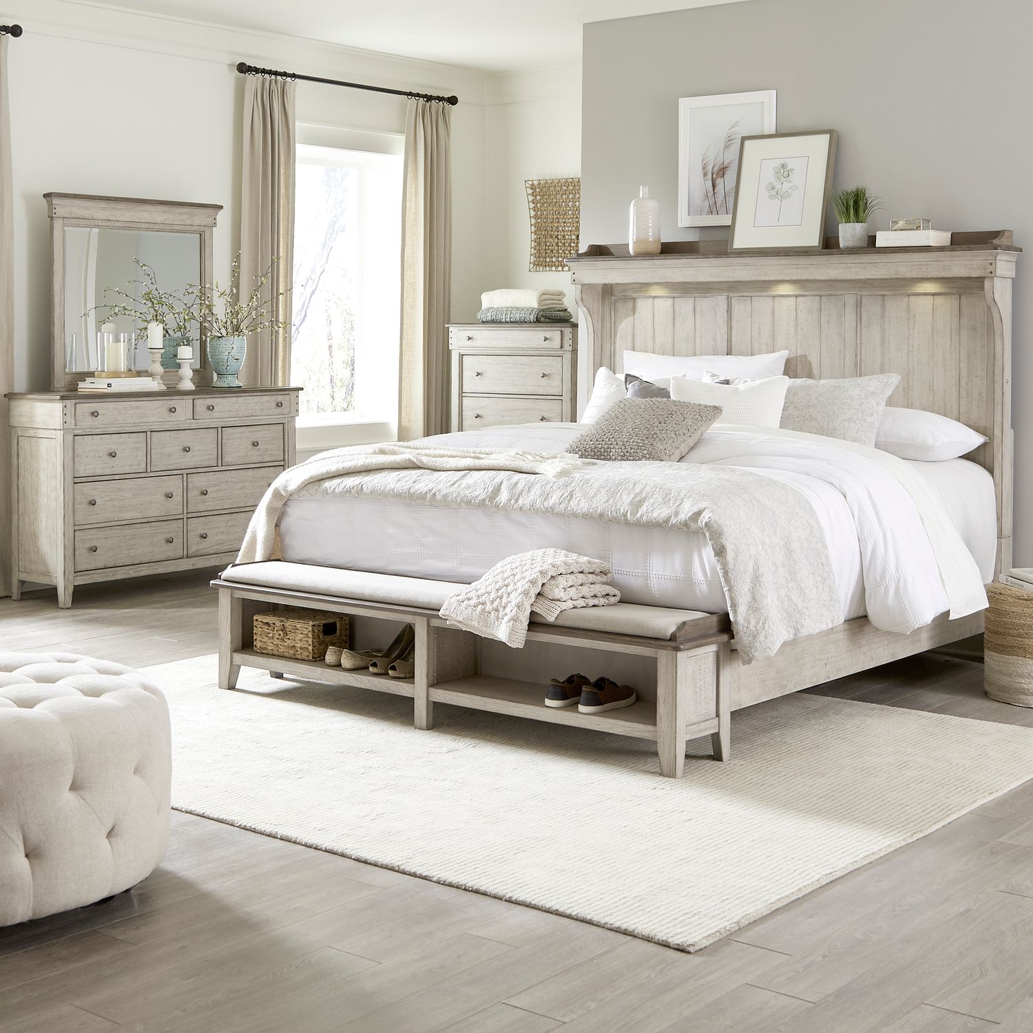 Ivy Hollow Vintage Farmhouse Mantle Storage Bedroom Set
