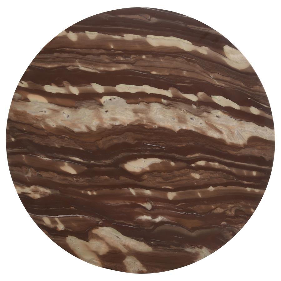 Latifa Round Marble Top Accent Side Table with Red Marble