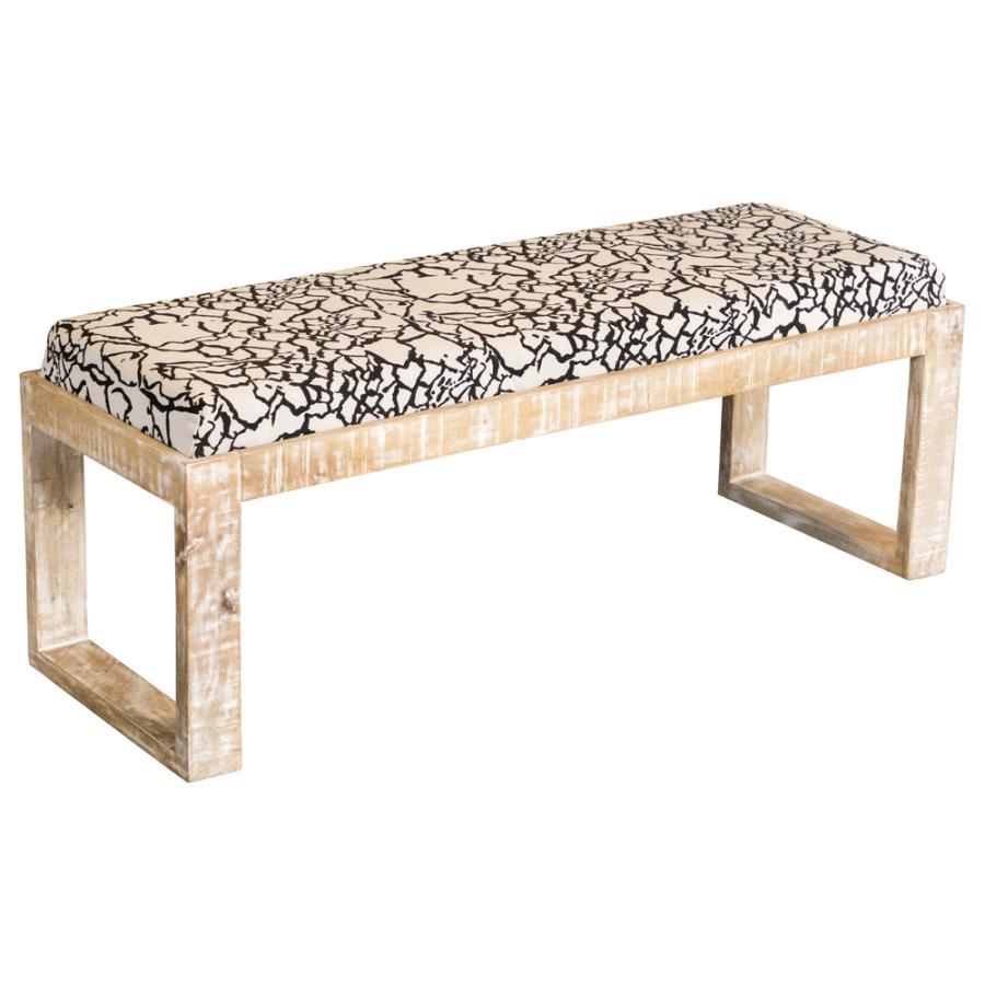 Aiden Fabric Upholstered Accent Bench with Distressed