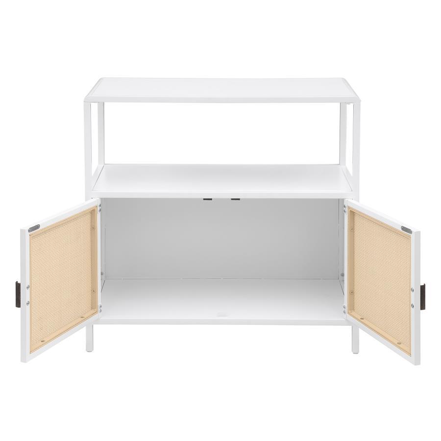 Amherst 2-Door Radio Weave Cane Metal Accent Cabinet