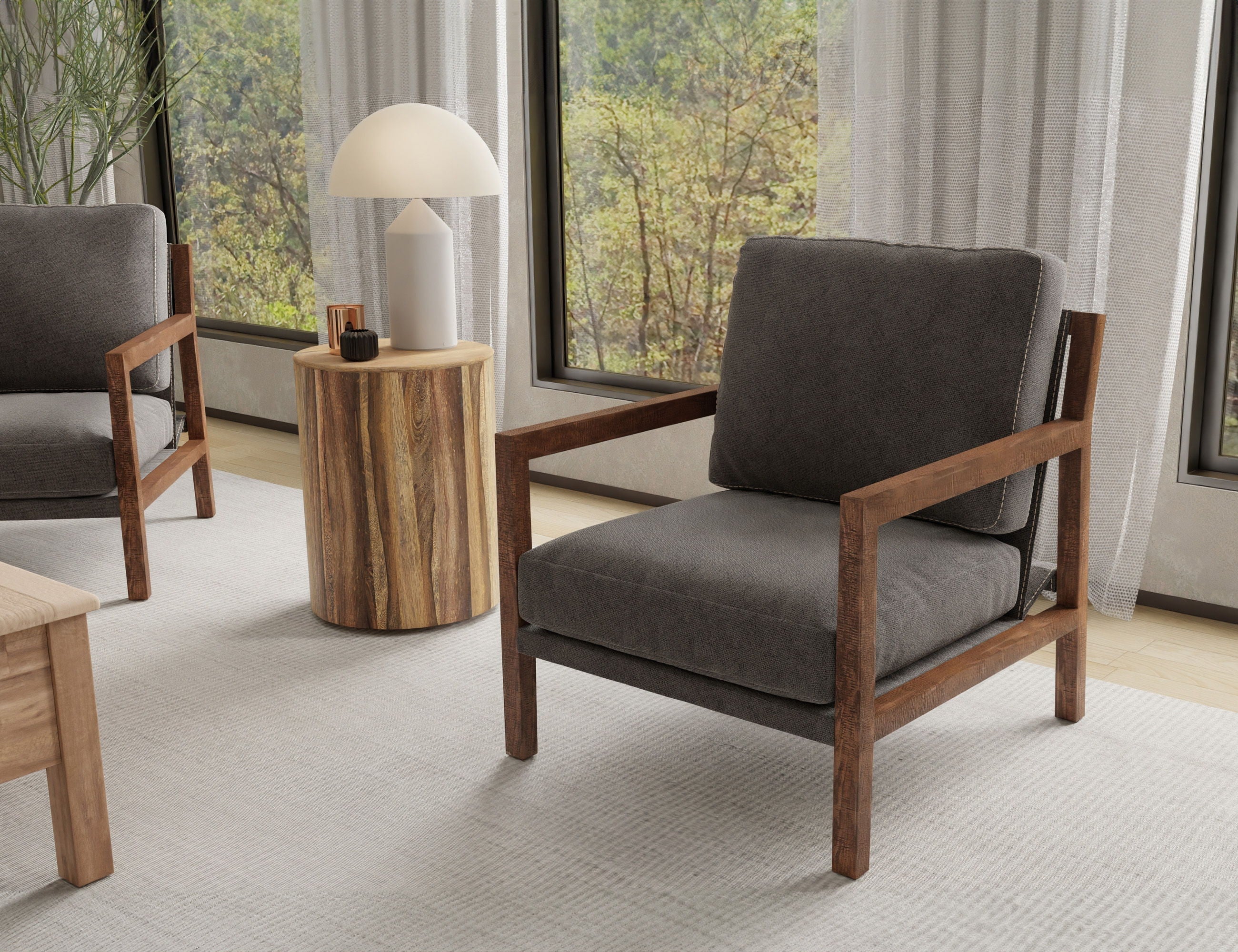 Milan Arm Chair with Solid Wood Frame