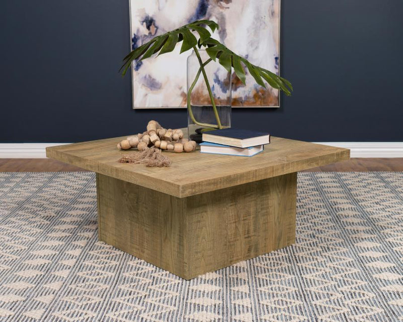 Rustic Mango Wood Square Table with Sturdy Block Base