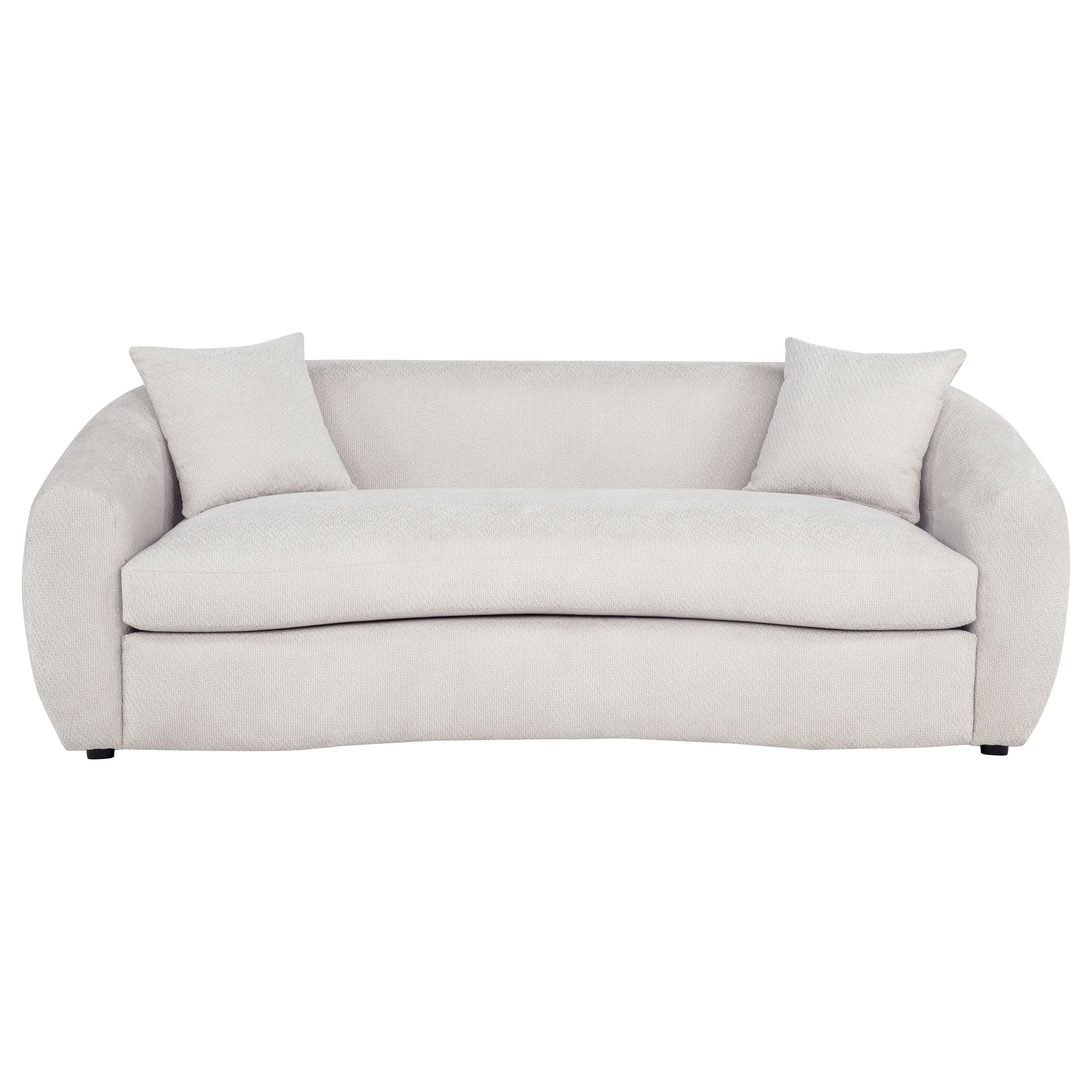 Isabella Contemporary Curved Sand Fabric Sofa with Sloped Arms