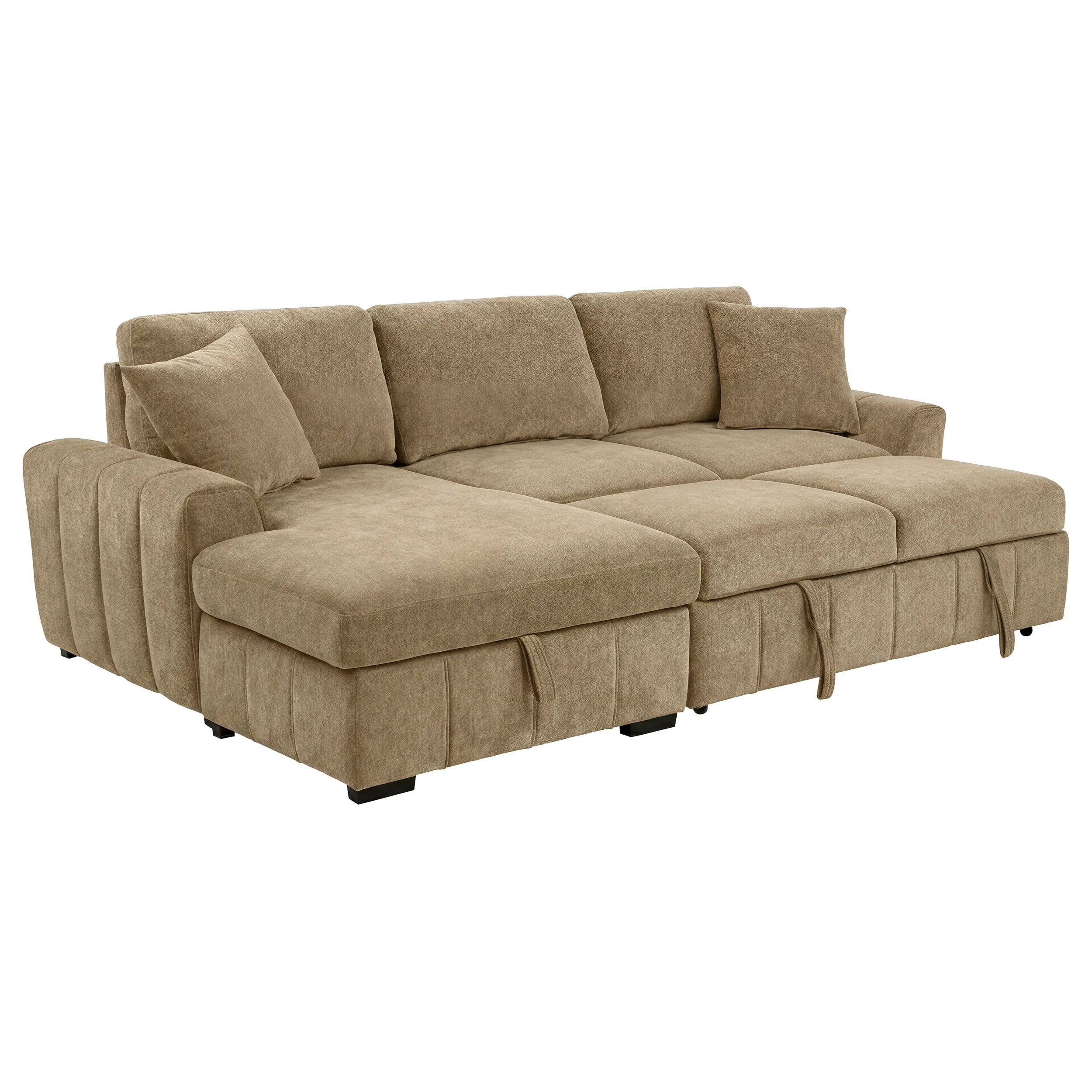 Pastrana Upholstered Sleeper Sectional Sofa Camel