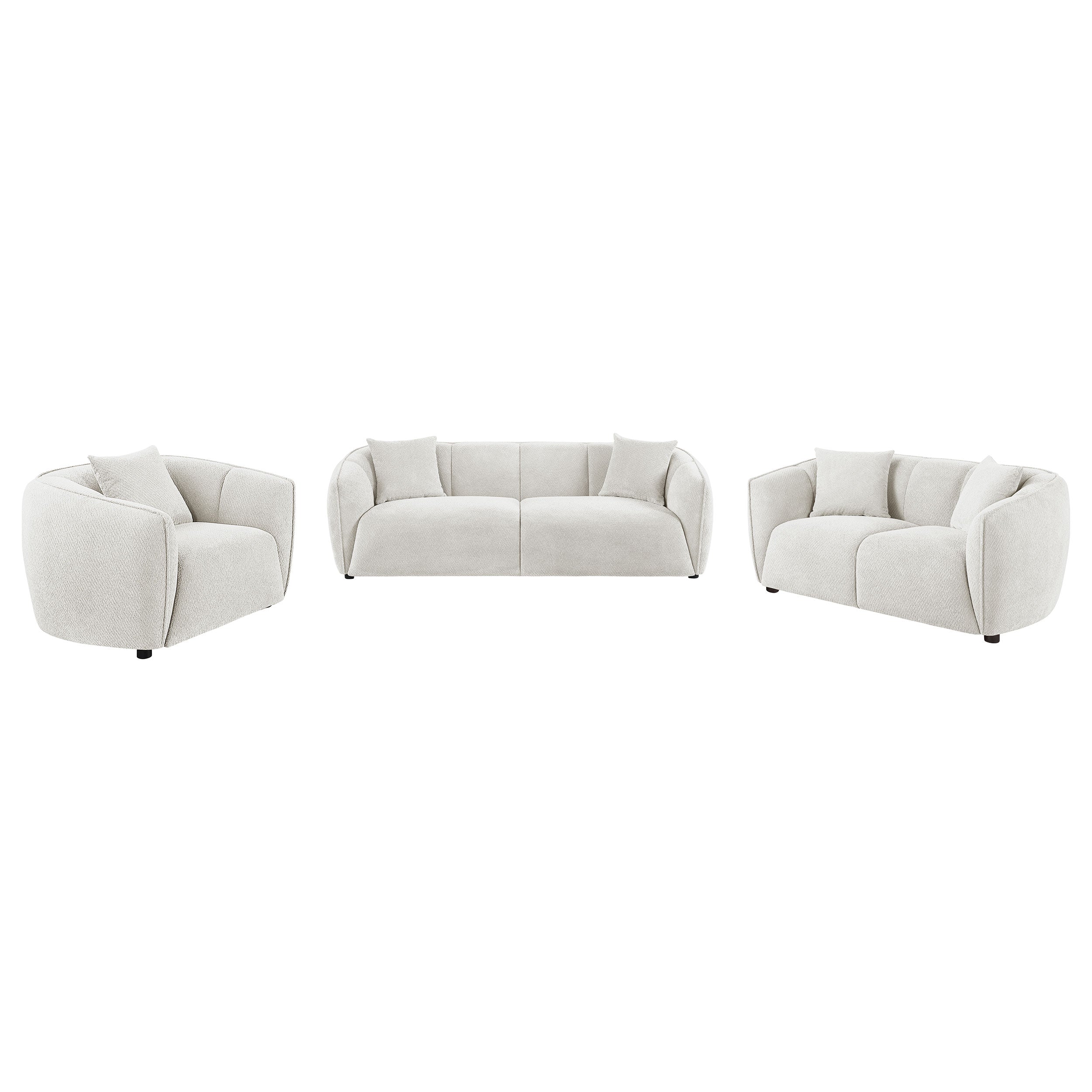Aleisha Sand Fabric 3-Piece Upholstered Sofa Set