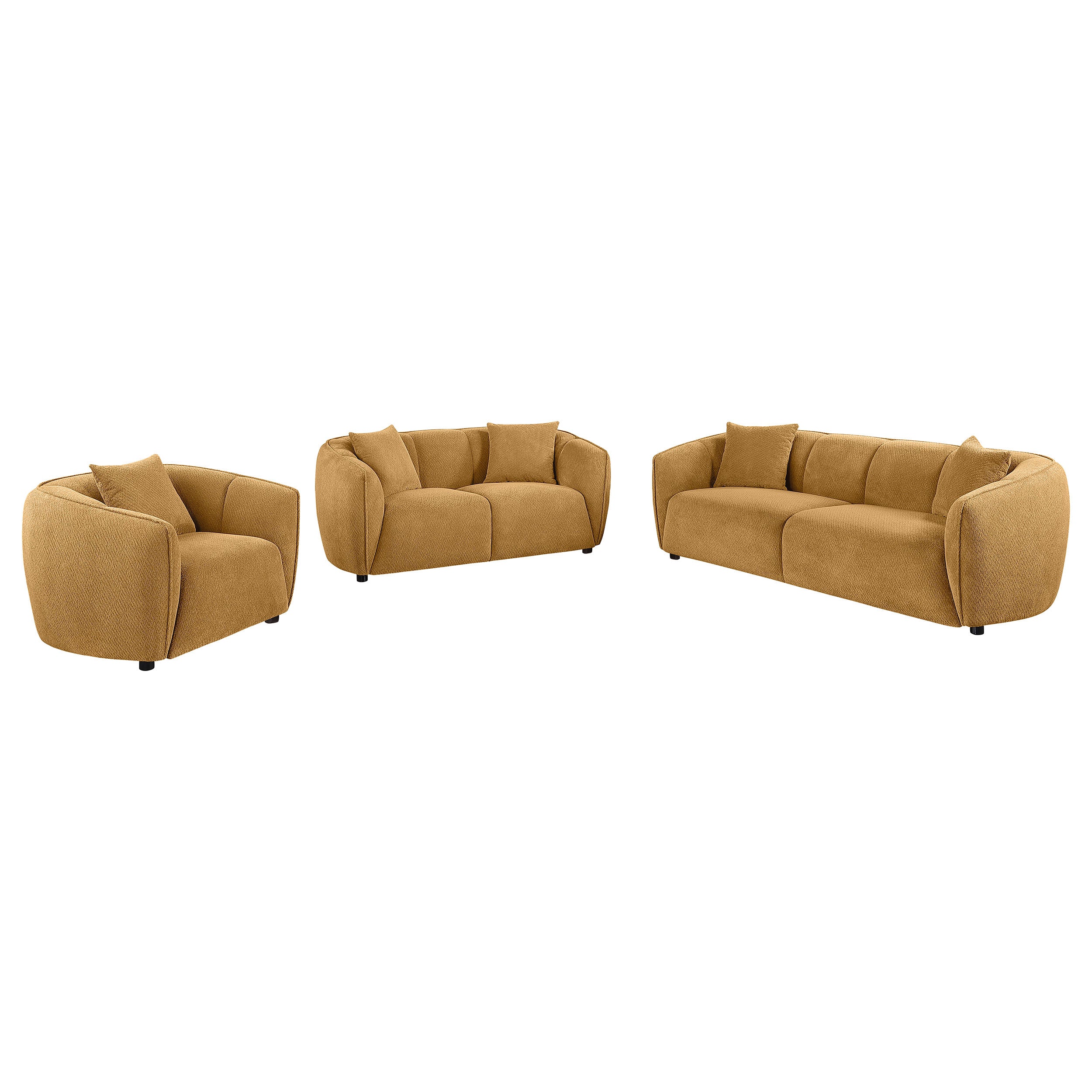 Aleisha Mustard Yellow Fabric 3-Piece Sofa Set