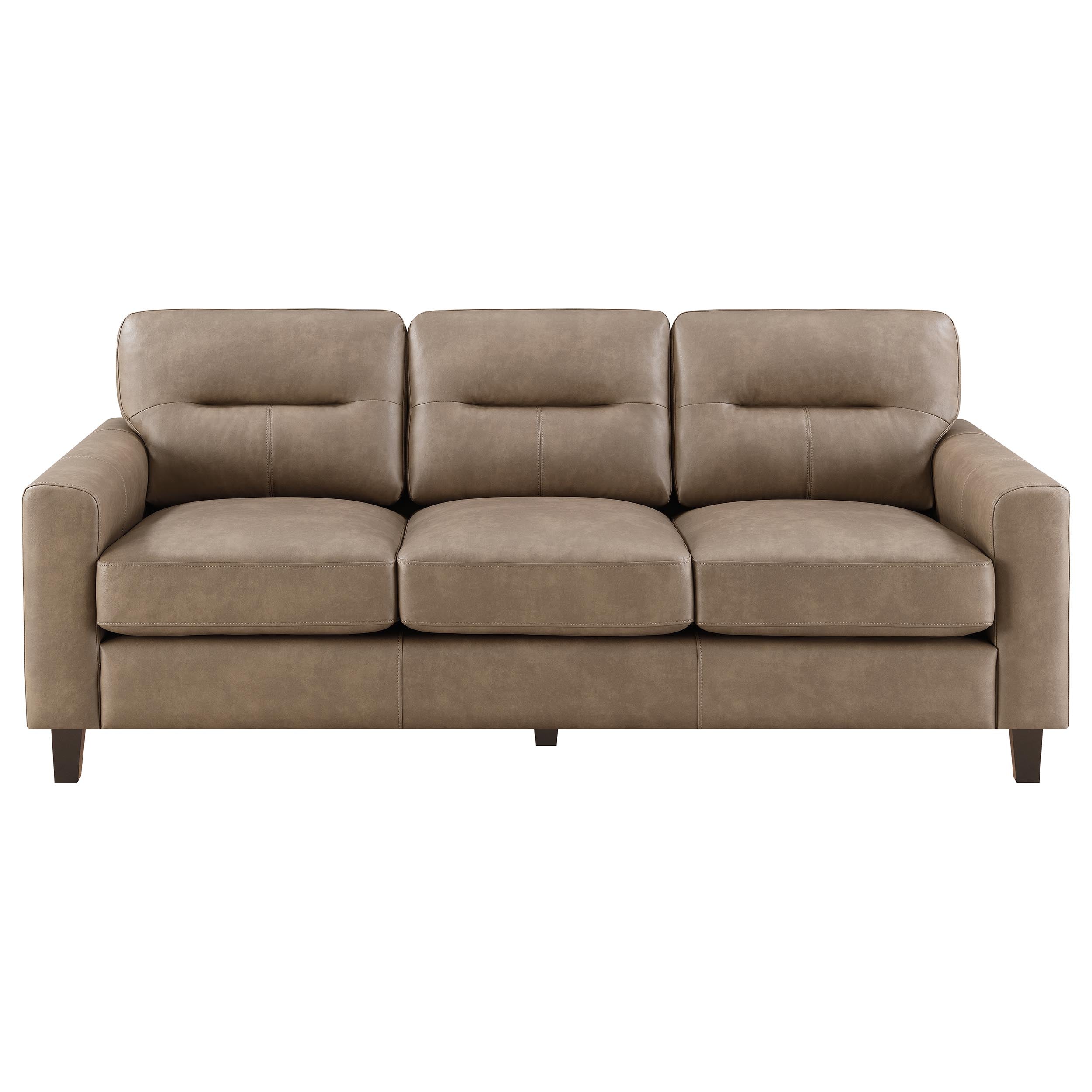 Scotland Transitional 2-Piece Brown Leatherette Sofa and Loveseat Set