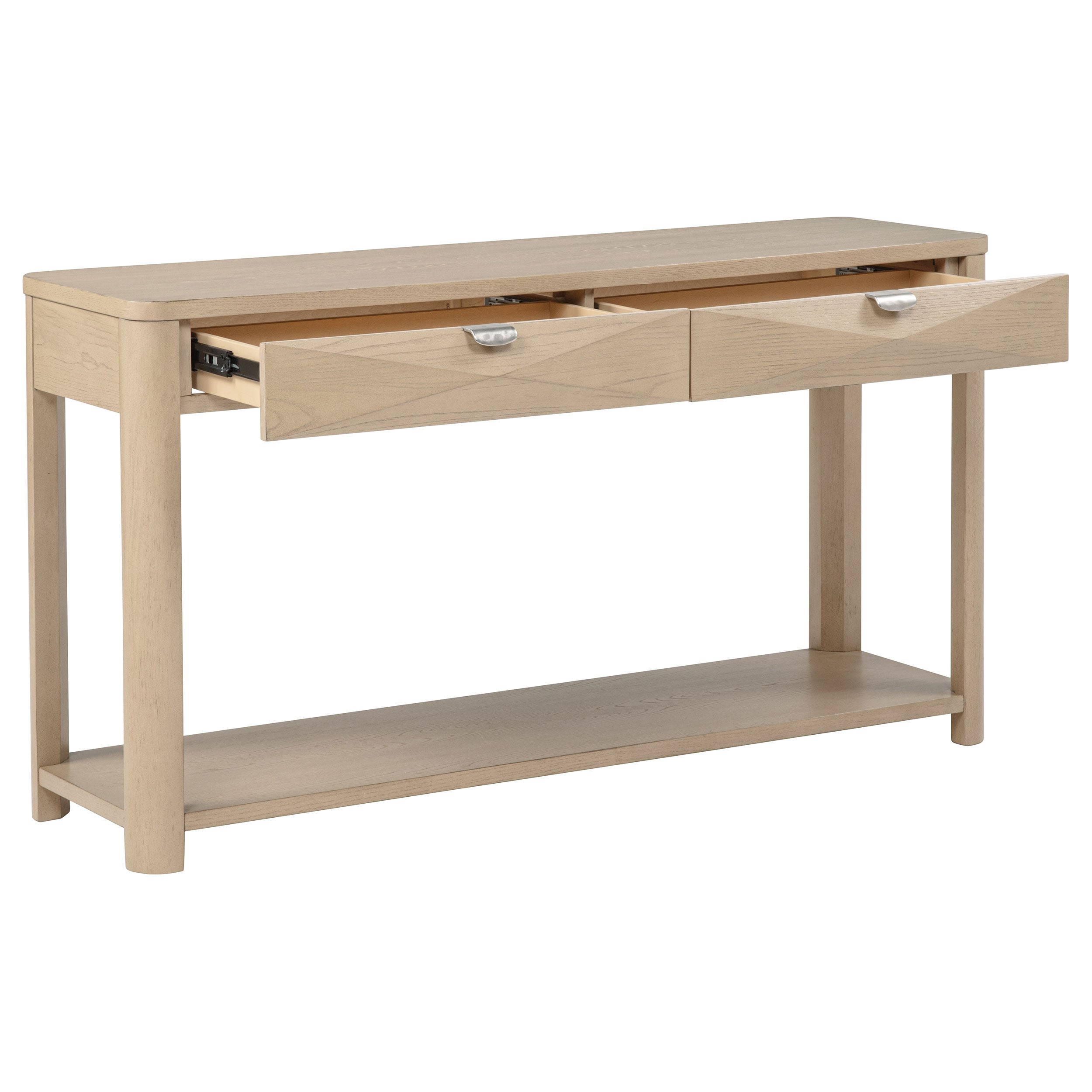 Marcelo Contemporary Faceted Drawer Golden Oak Sofa Console Table