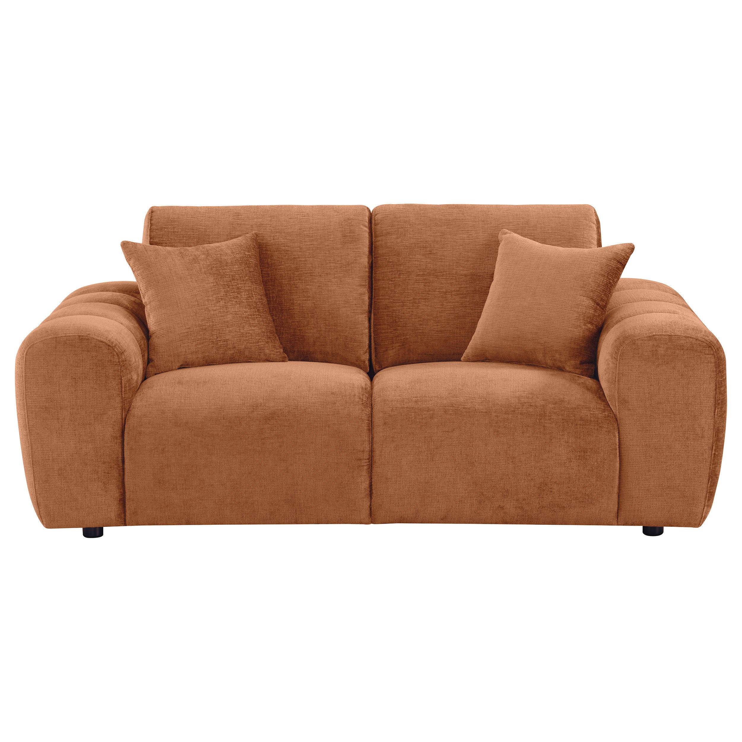 Burnett Contemporary Burnt Orange Chenille Loveseat
