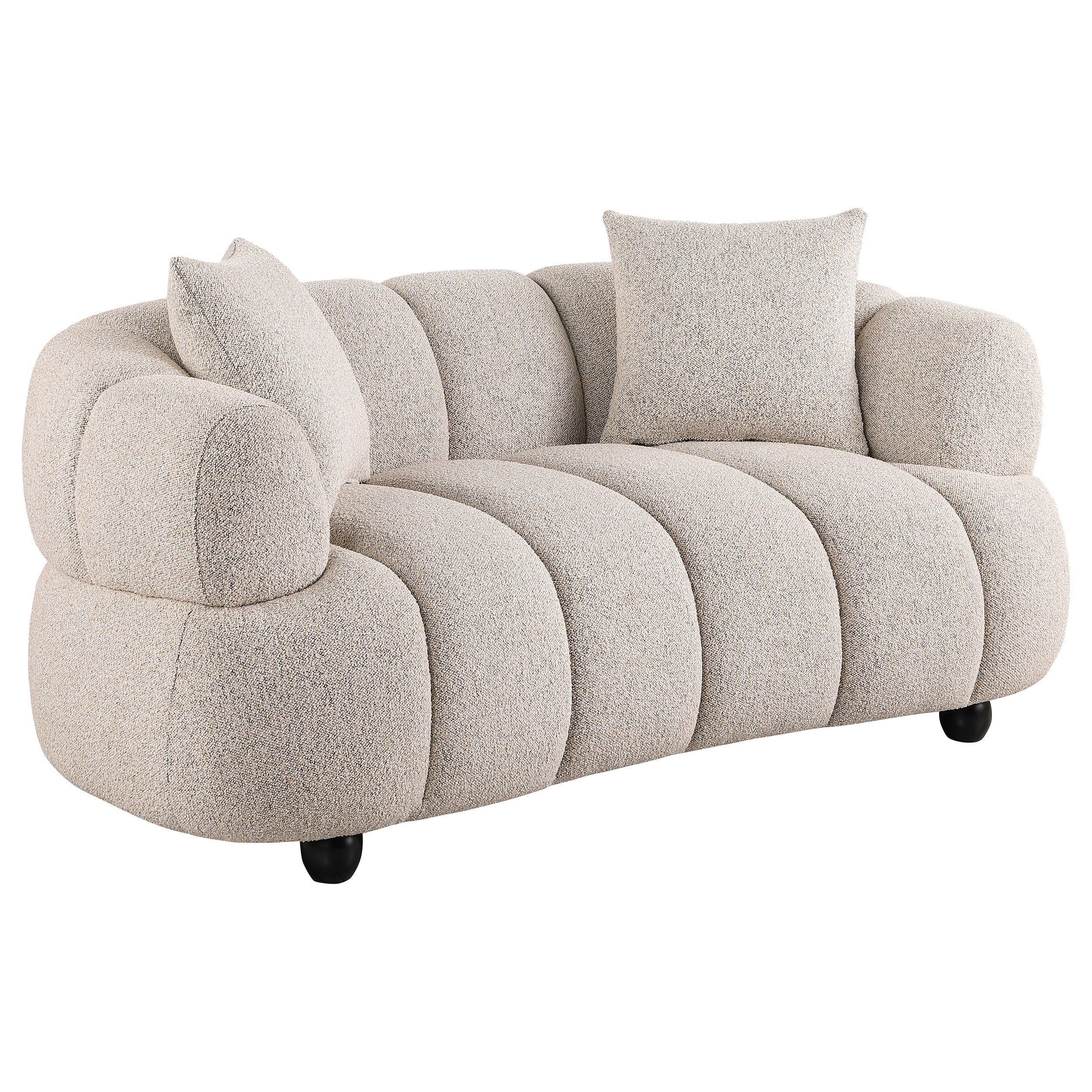 Whitney Contemporary Channel Tufted Woven Fabric Sofa Set Pebble