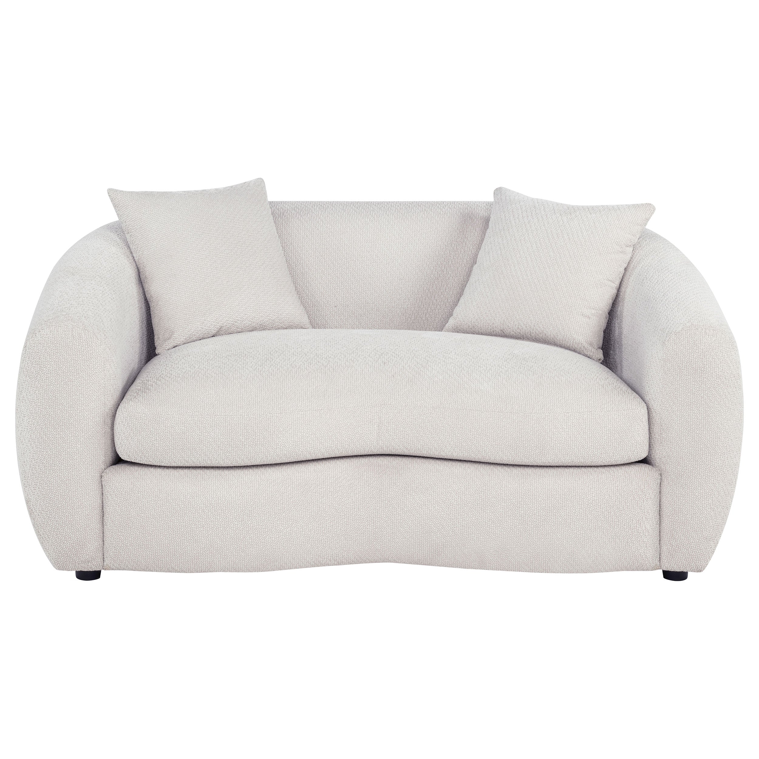 Isabella Contemporary Curved Sand Fabric Loveseat with Sloped Arms