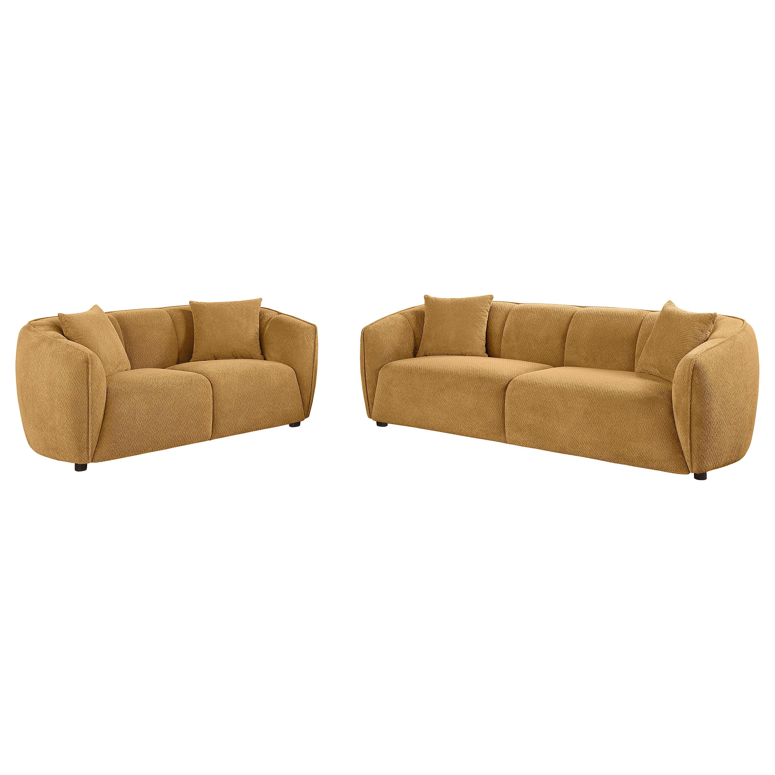 Aleisha Mustard Yellow Fabric 2-Piece Sofa Set