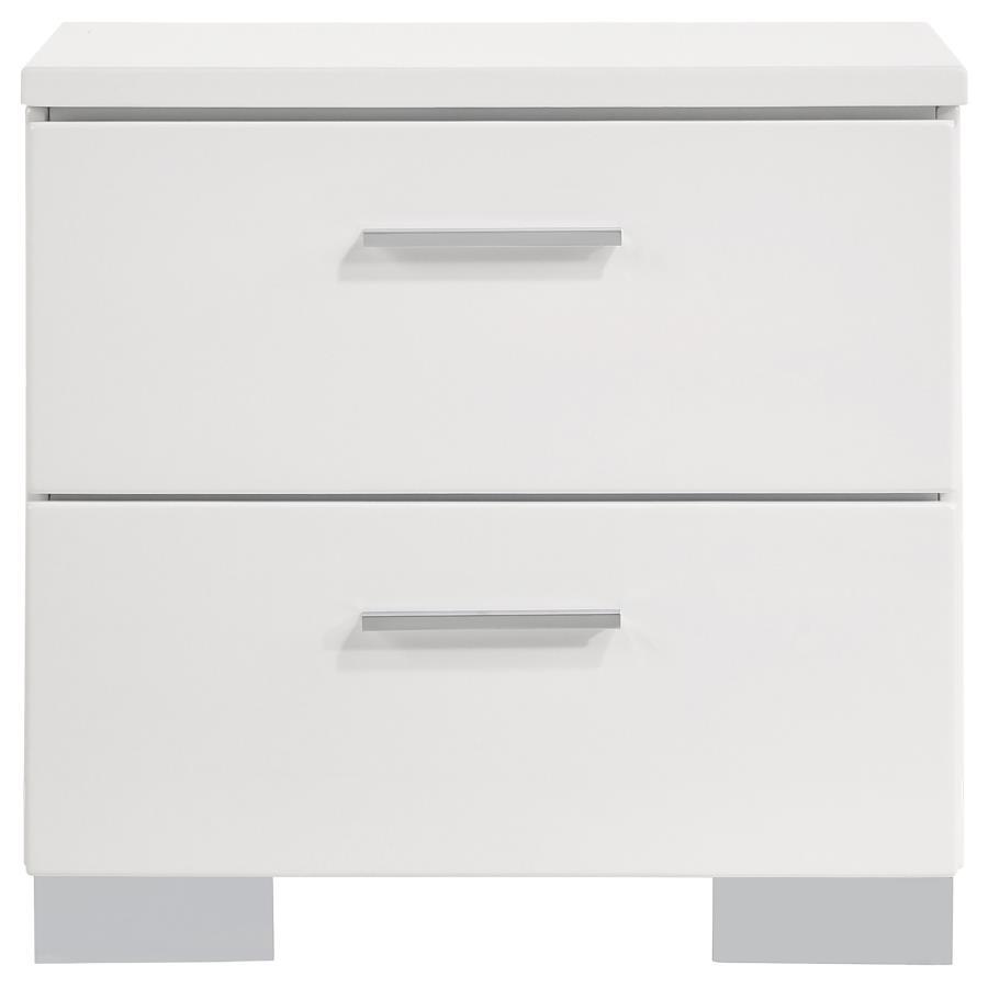 Felicity White High Gloss 2-Drawer Nightstand