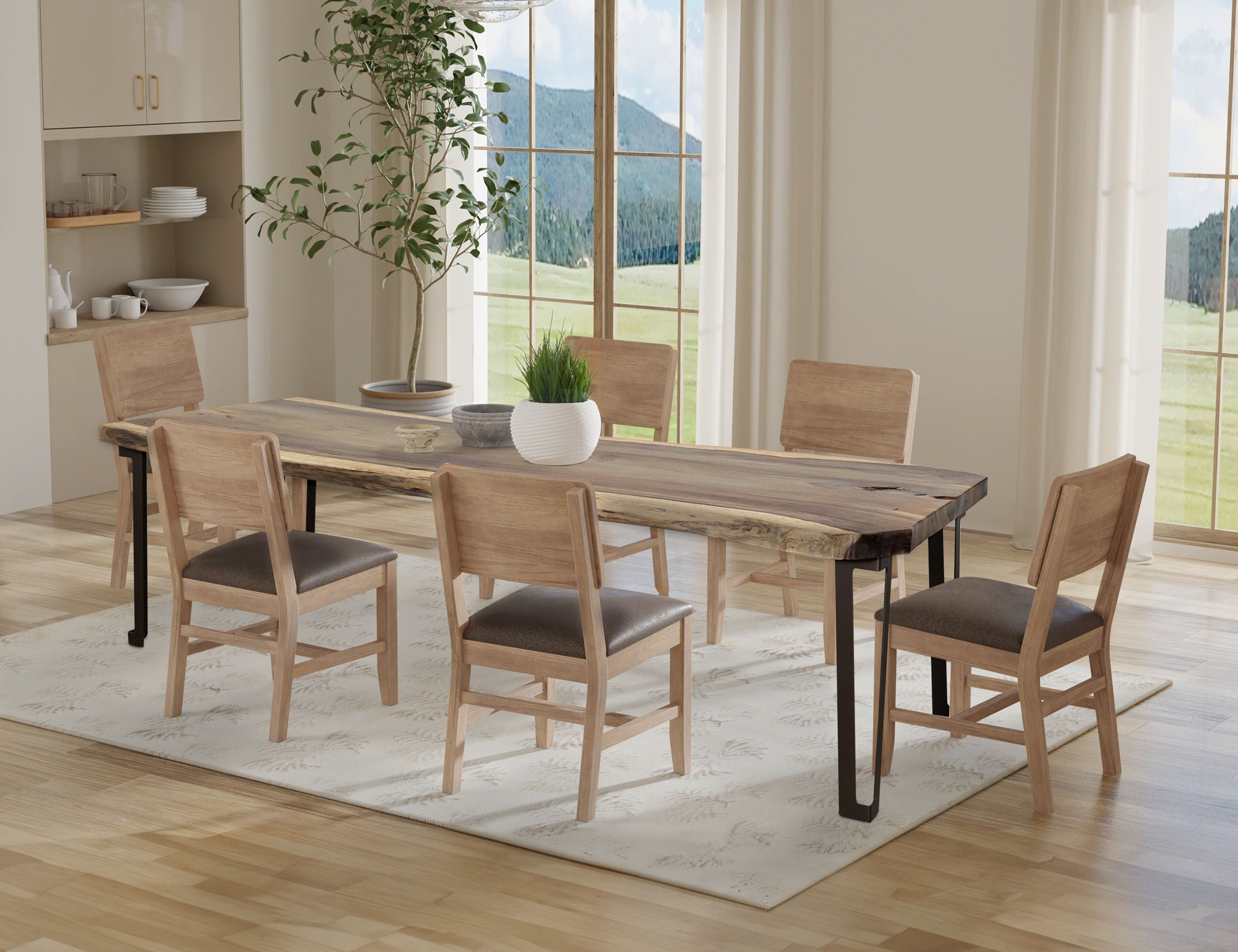 Natural Parota Dining Chair Set of 2