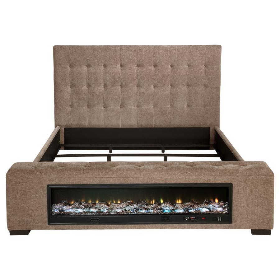 Senna Upholstered Audio Flame Visualizer Bed in Brown