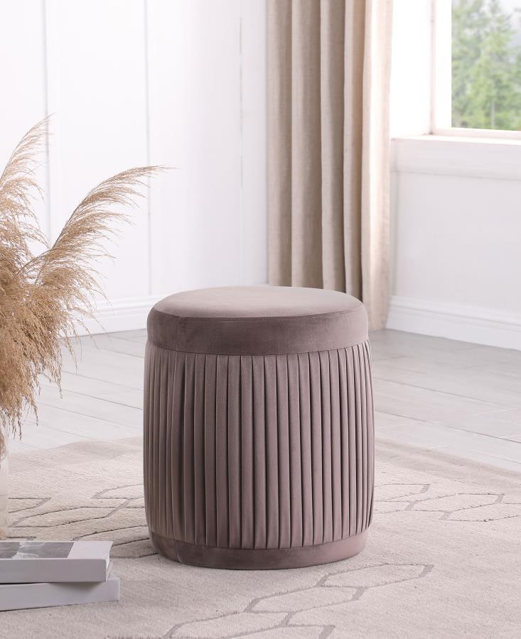 Tovar - Round Upholstered Ottoman Mauve