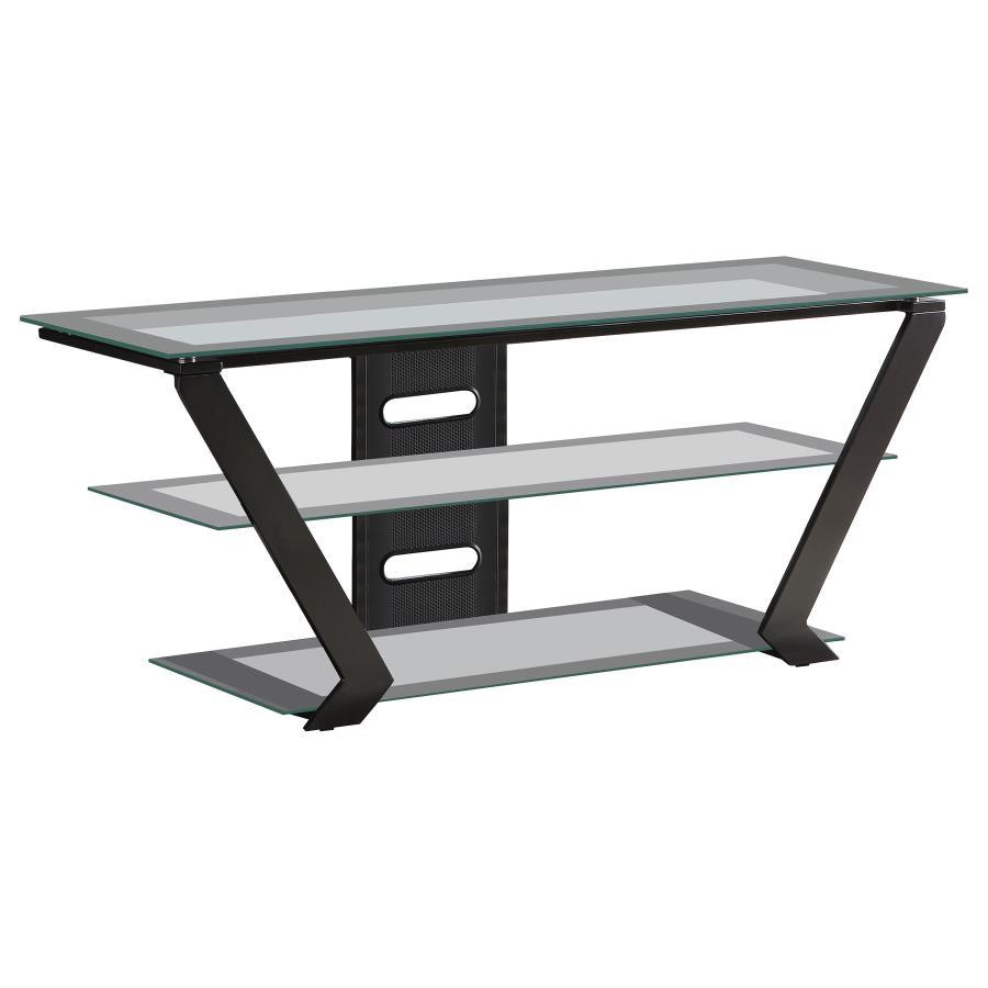 Donlyn 2-Tier Metal TV Stand with Glass Shelves