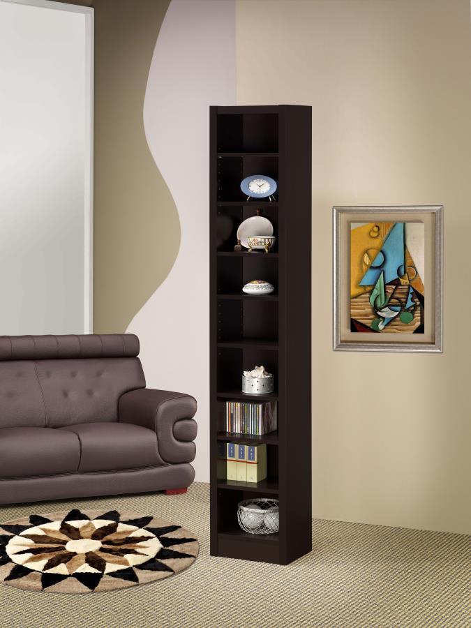 Eliam 8-Shelf Bookcase in Cappuccino