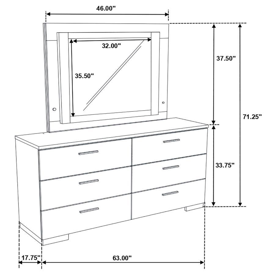 Felicity - 6-Drawer Dresser With LED Mirror