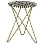 Xenia - Round White Bone Inlay Accent Side Table