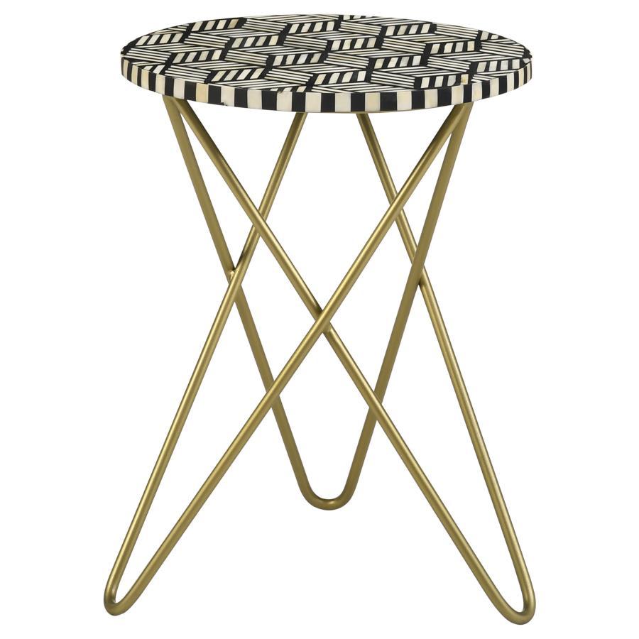 Xenia - Round White Bone Inlay Accent Side Table