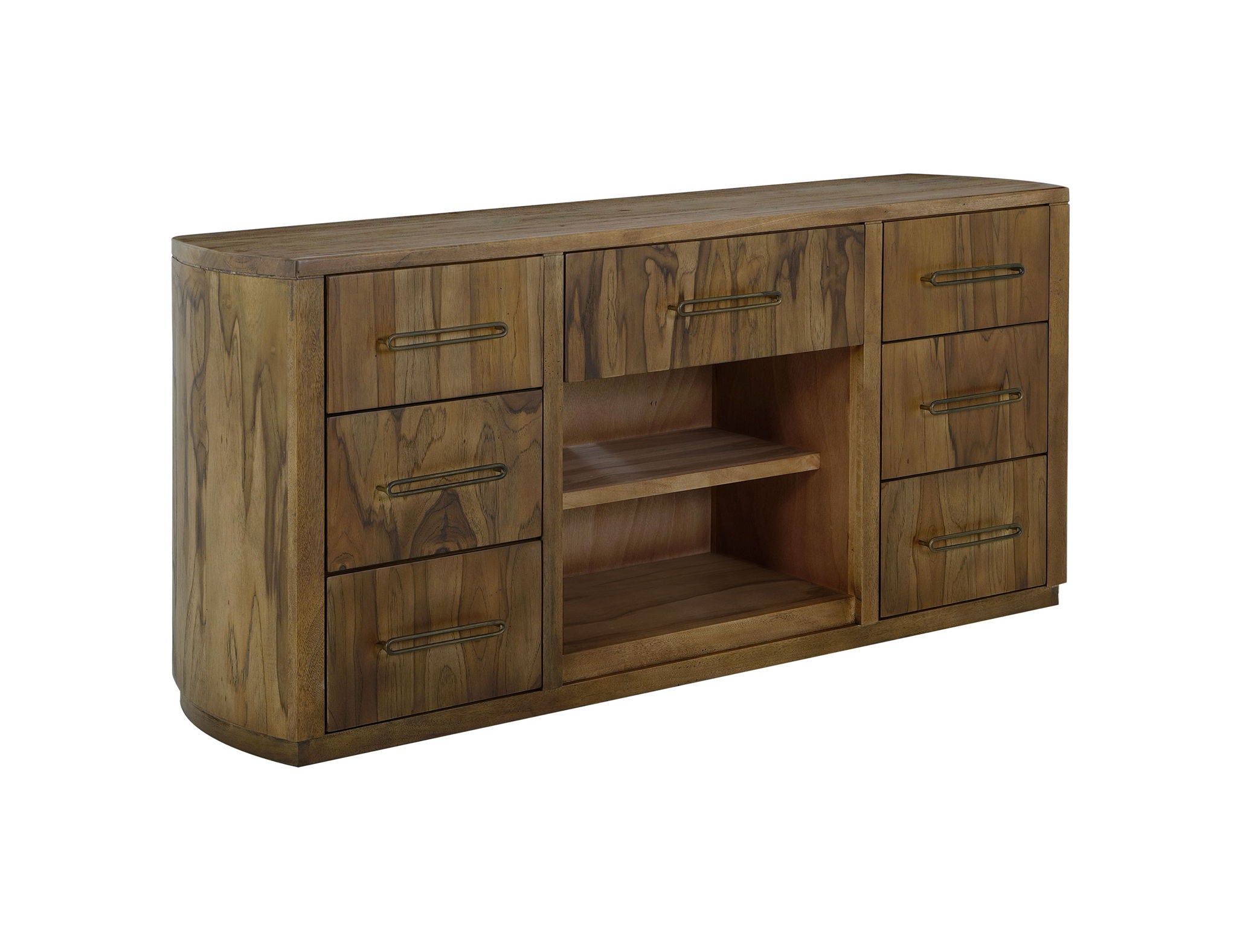 Balam 7-Drawer Console in Barrel Brown