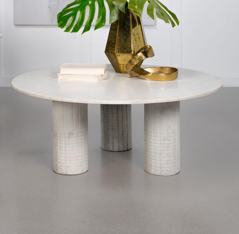 Astoria Round Genuine White Marble Coffee Table