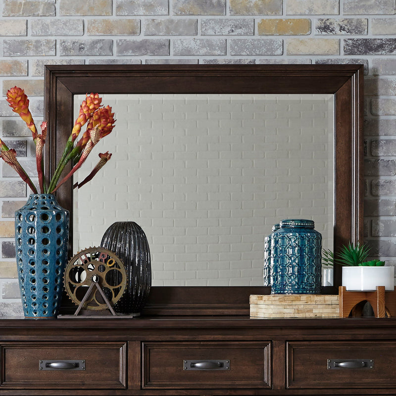 Saddlebrook Mirror in Dark Brown with Beveled Glass